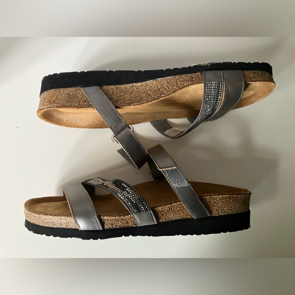 NAOT Women Size 11 Columbus Sandals Mirror Leather Silver Rhinestones 42 - Picture 2 of 7